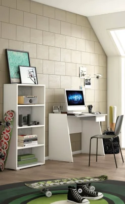 Libreria Ddjuri, 60x30h130 cm, Bianco e Cemento<Dmora Hot
