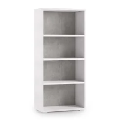 Libreria Ddjuri, 60x30h130 cm, Bianco e Cemento<Dmora Hot