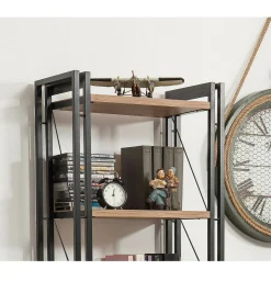 Libreria Demetria, Quercia e Nero, 60x35h180 cm<Dmora Outlet