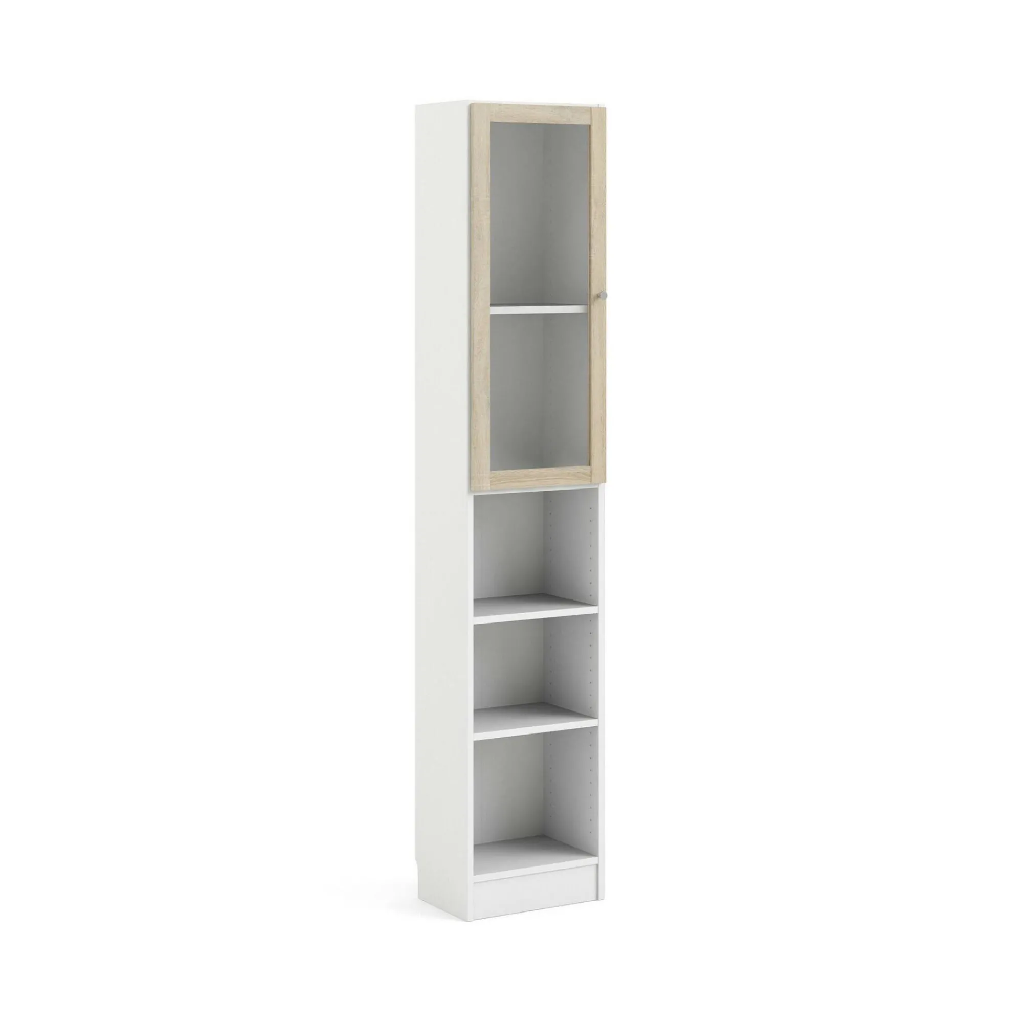 Libreria Dsitu, 28x41 h203 cm, Bianco e Quercia<Dmora New