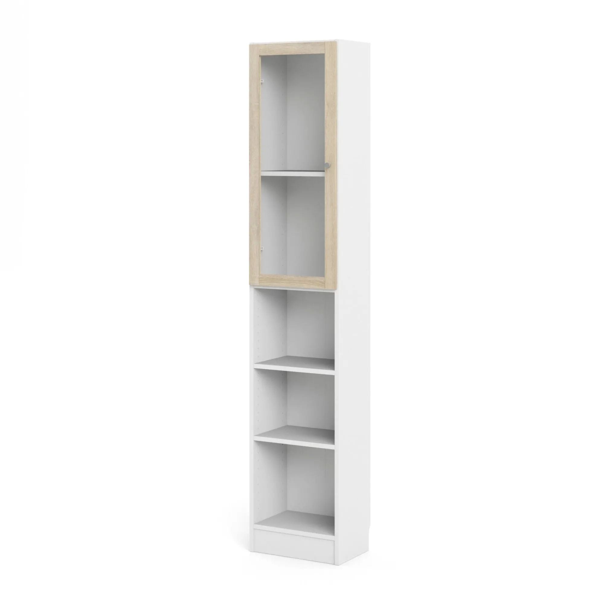 Libreria Dsitu, 28x41 h203 cm, Bianco e Quercia<Dmora New