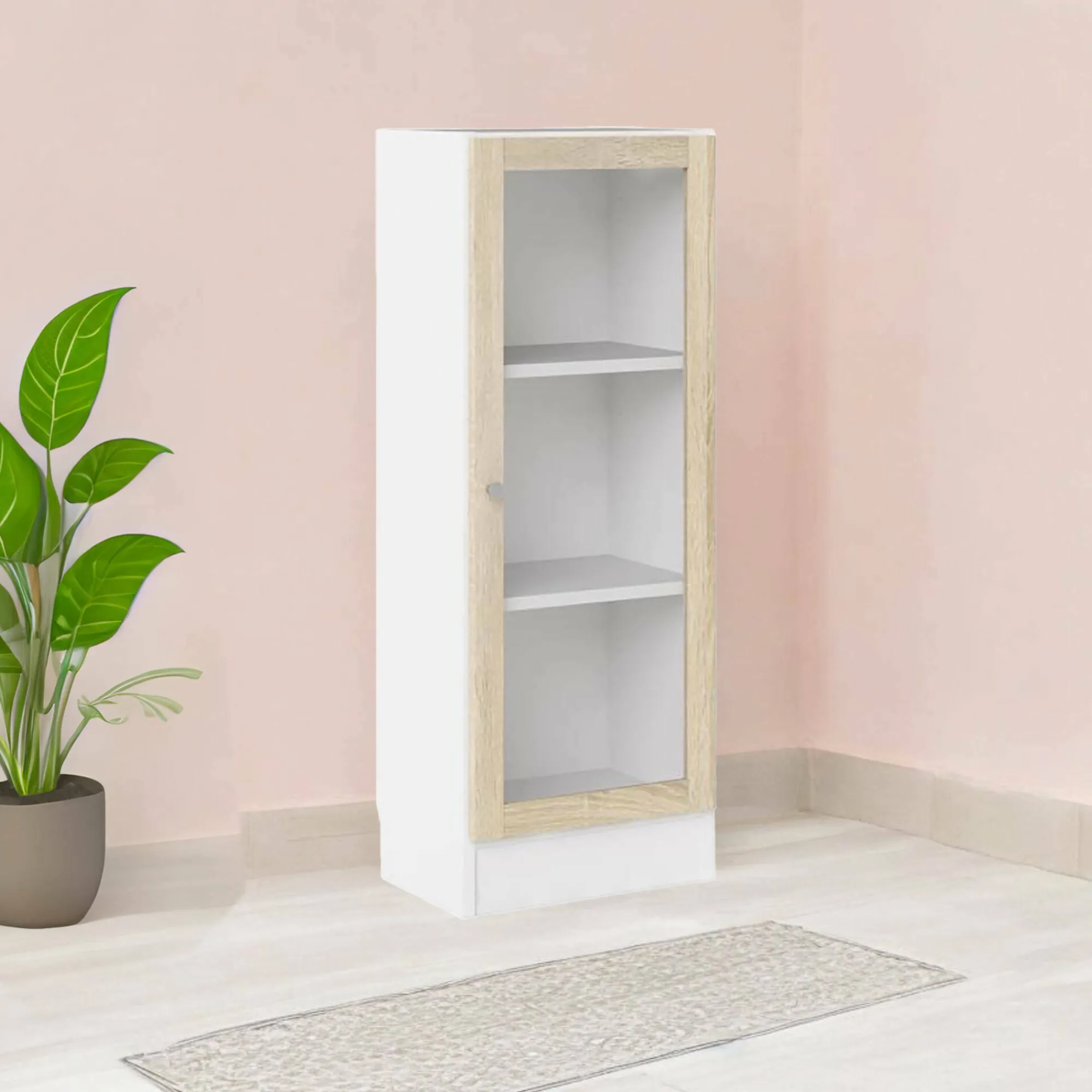 Libreria Dsivigli, 28x41 h107 cm, Bianco e Quercia<Dmora Outlet