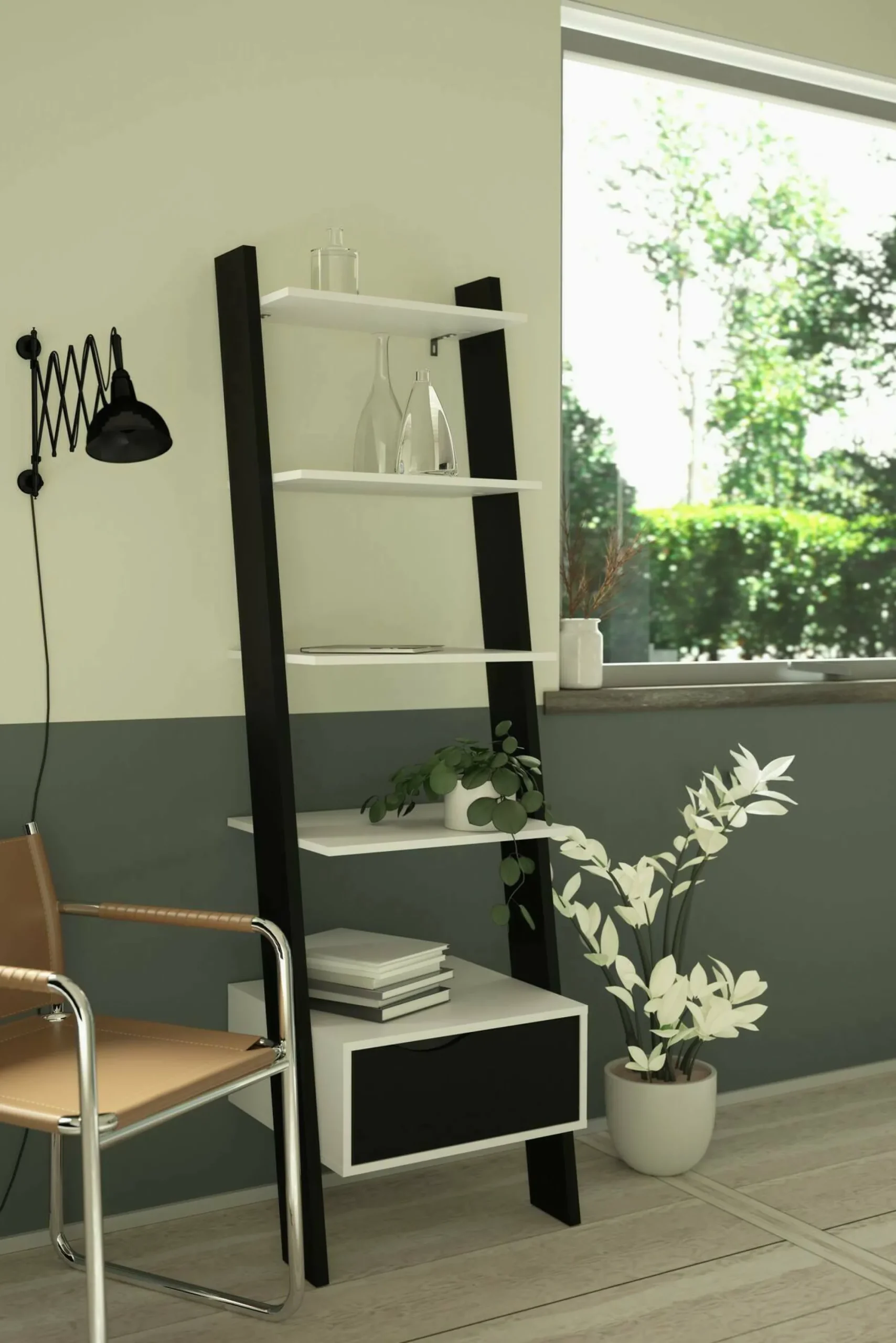 Libreria Dsol, 55x48 h180 cm, Bianco e Nero<Dmora Fashion