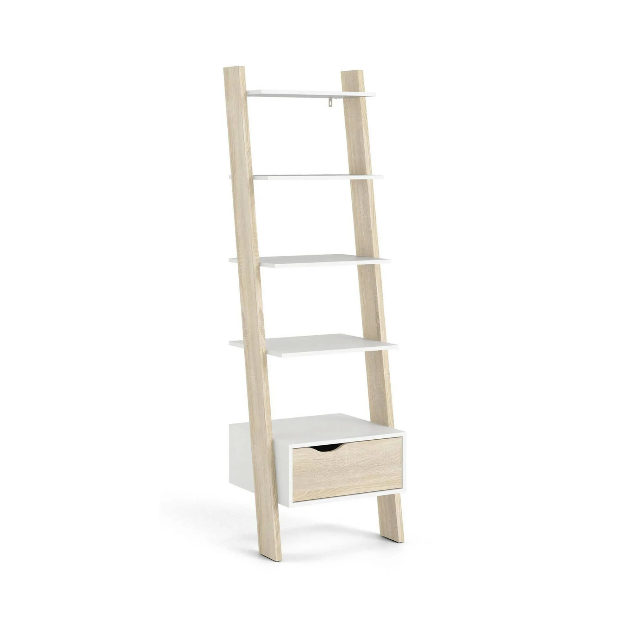Libreria Dsol, 55x48 h180 cm, Bianco e Quercia<Dmora Fashion