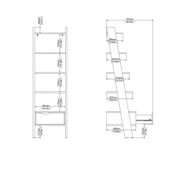 Libreria Dsol, 55x48 h180 cm, Bianco e Quercia<Dmora Fashion