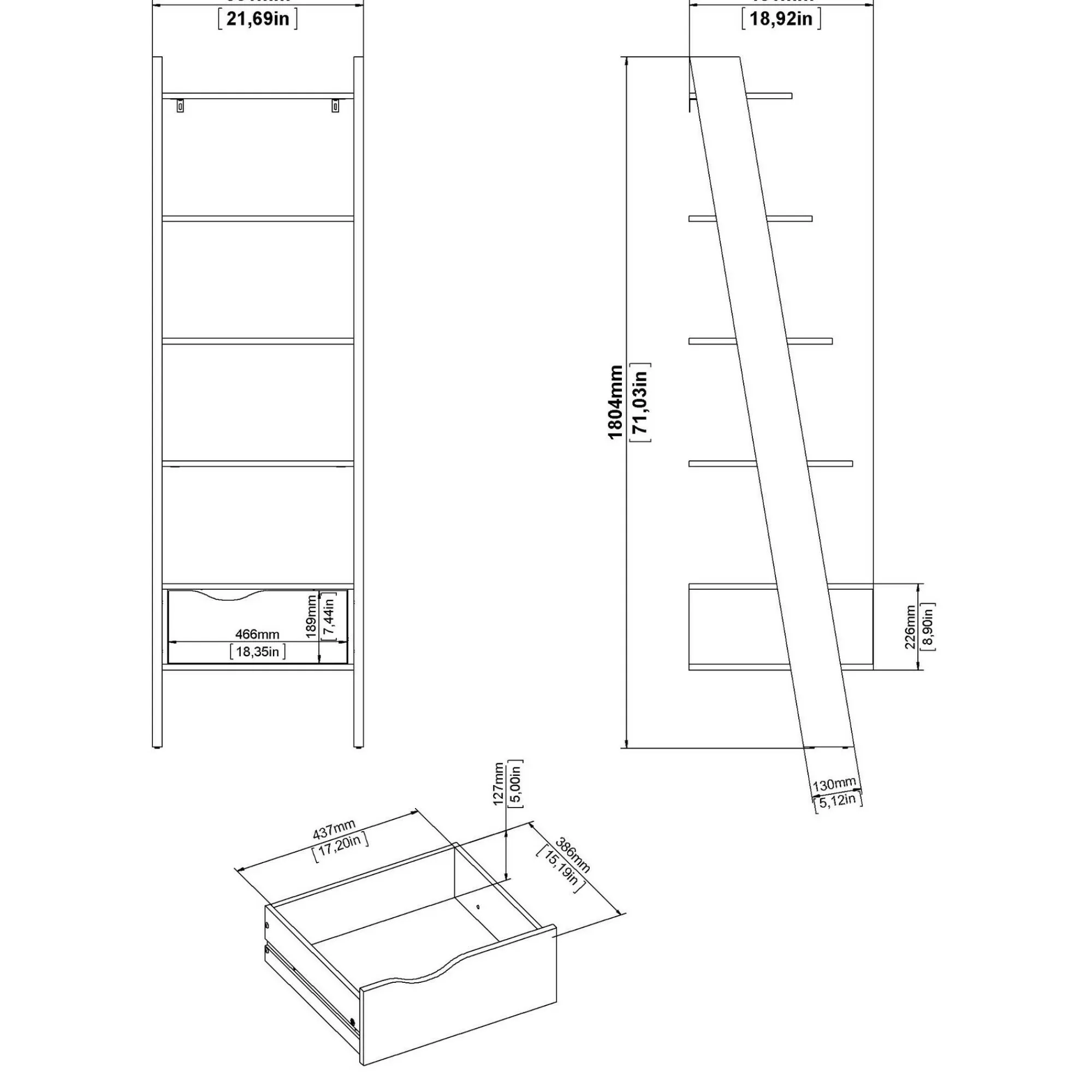 Libreria Dsol, 55x48 h180 cm, Bianco e Nero<Dmora Fashion