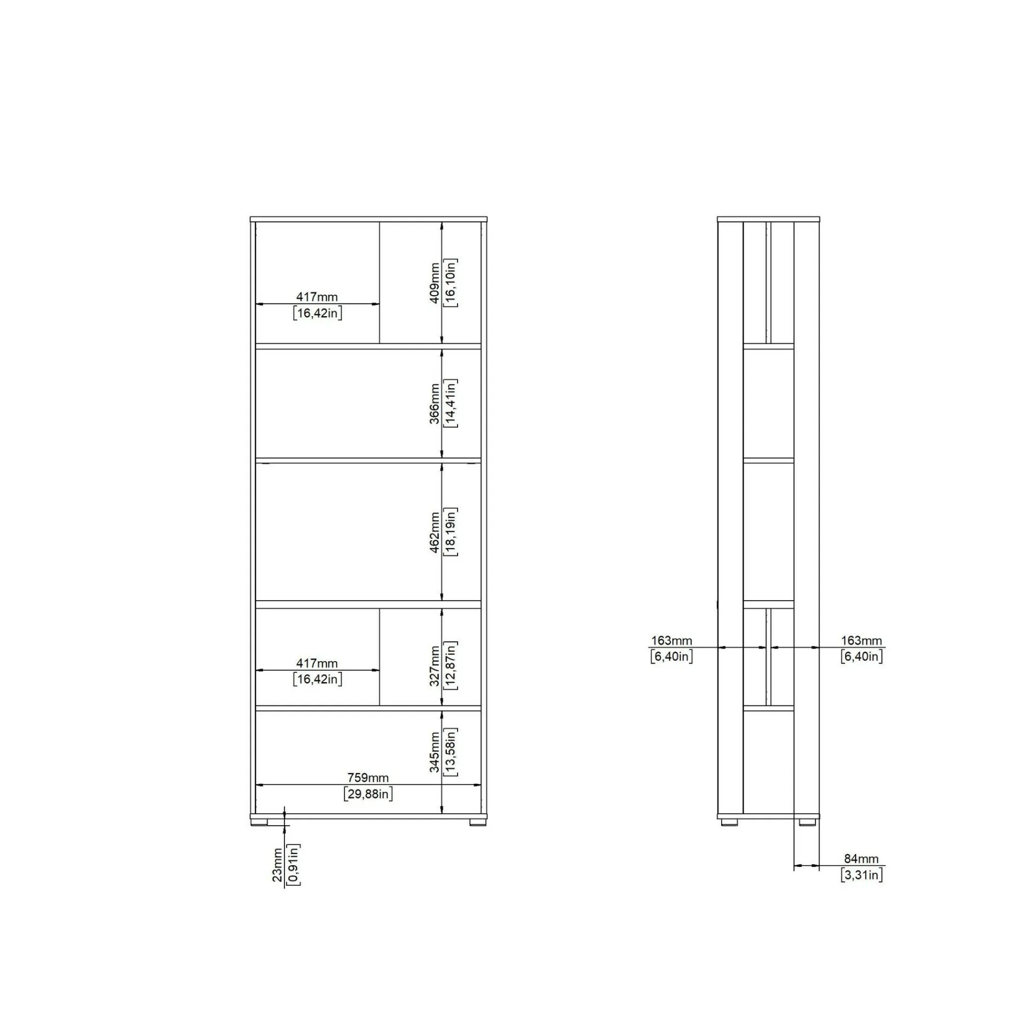 Libreria Dspelt, 34x80 h205 cm, Rovere e Bianco<Dmora Hot