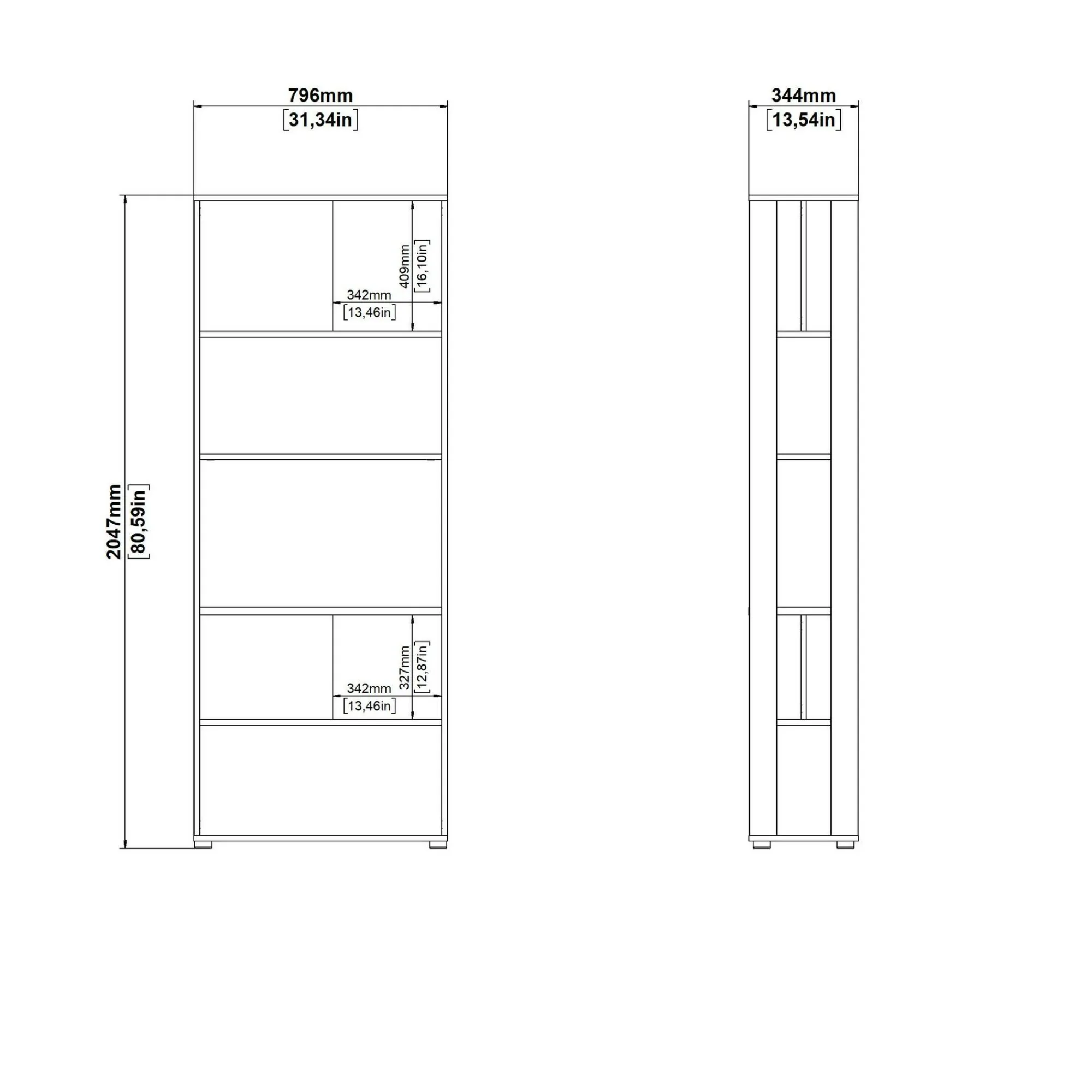 Libreria Dspelt, 34x80 h205 cm, Rovere e Bianco<Dmora Hot