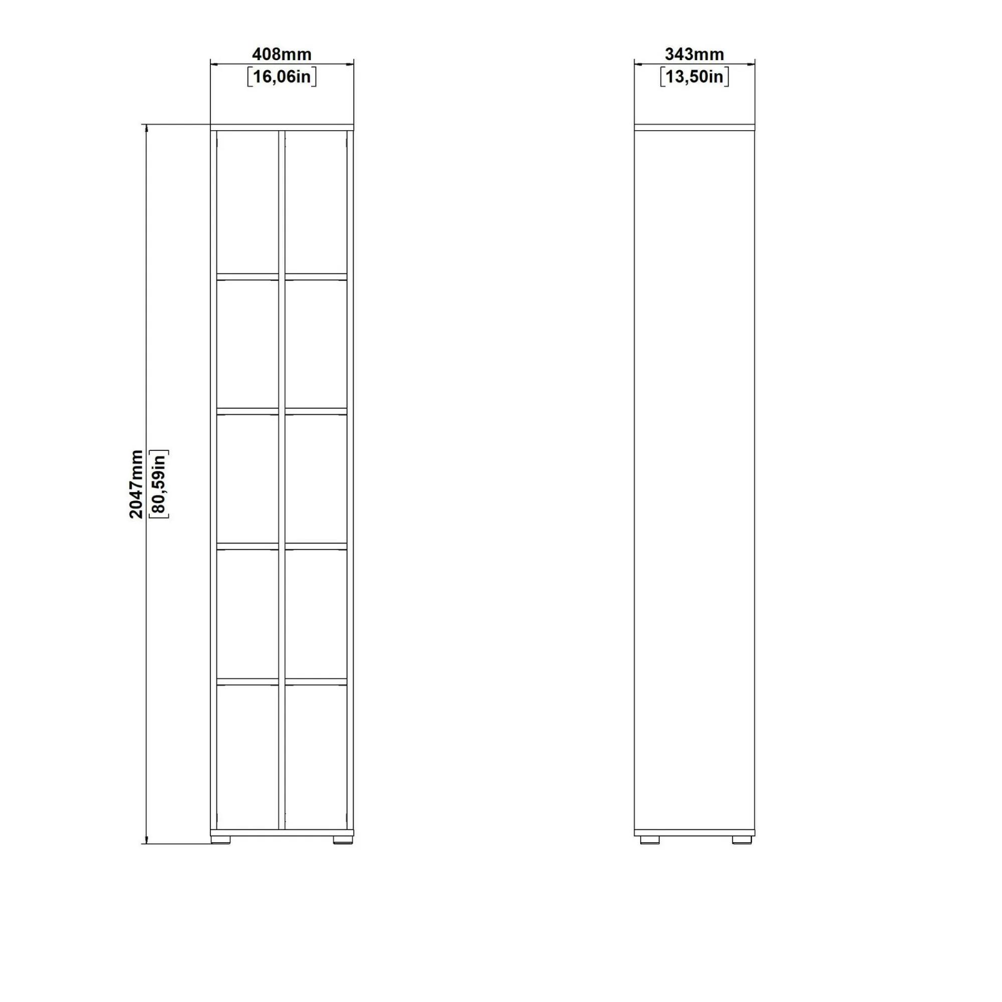 Libreria Dtedesc, 34x41 h205 cm, Rovere e Bianco<Dmora Shop