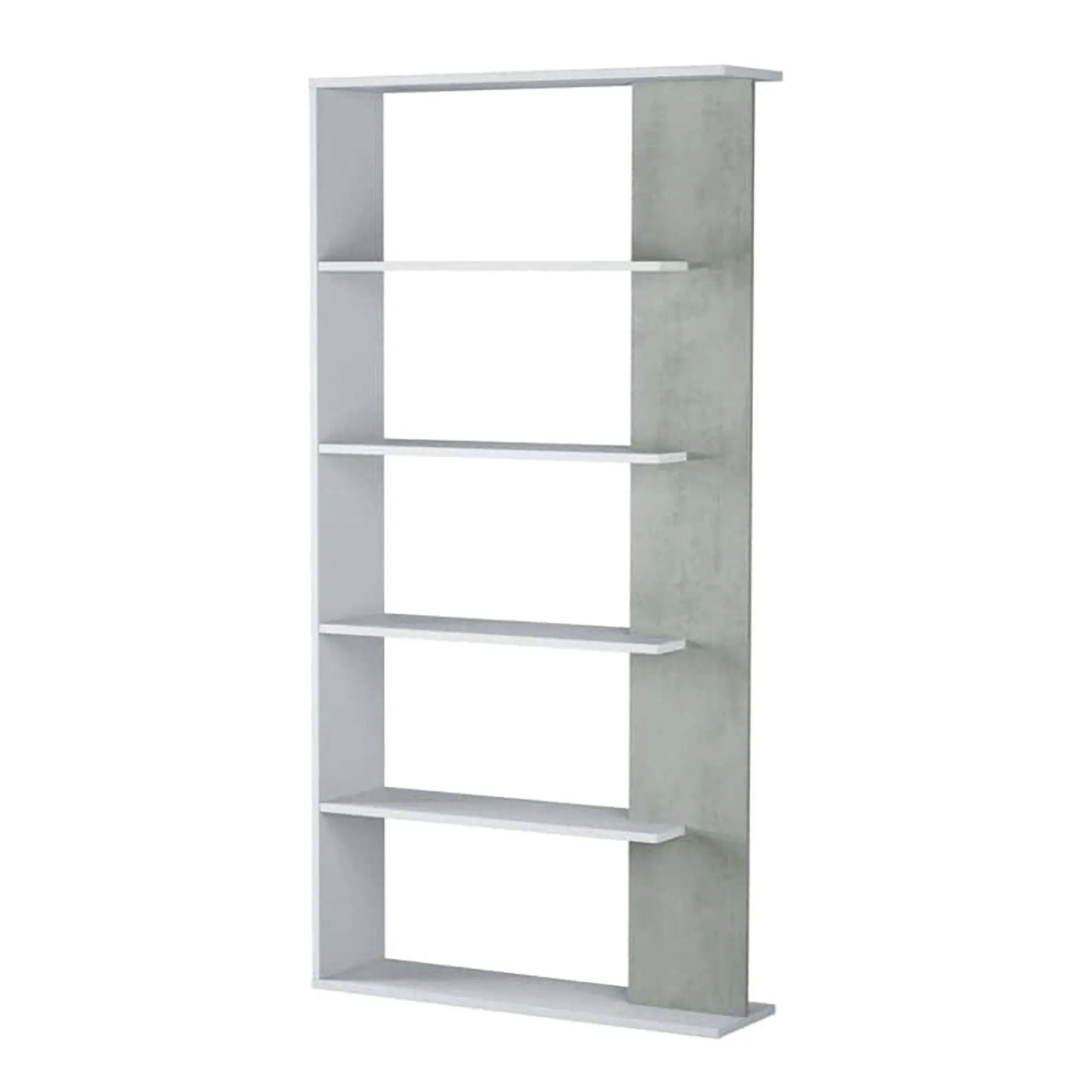 Libreria Eolo, 90x25h180 cm, Bianco e Cemento<Dmora Best Sale