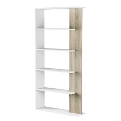 Libreria Eolo, 90x25h180 cm, Bianco e Rovere<Dmora Best Sale