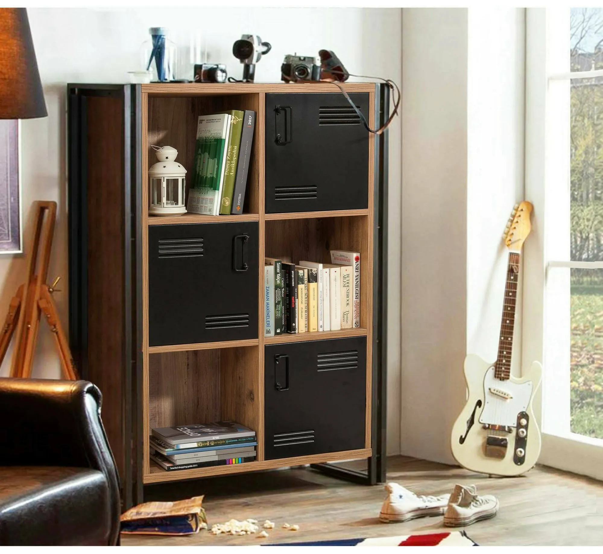 Libreria Ercolina, Quercia e Nero, 89x35h127 cm<Dmora Best Sale