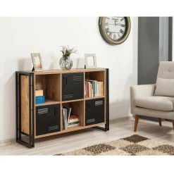 Libreria Ercolina, Quercia e Nero, 126x35h89 cm<Dmora Fashion