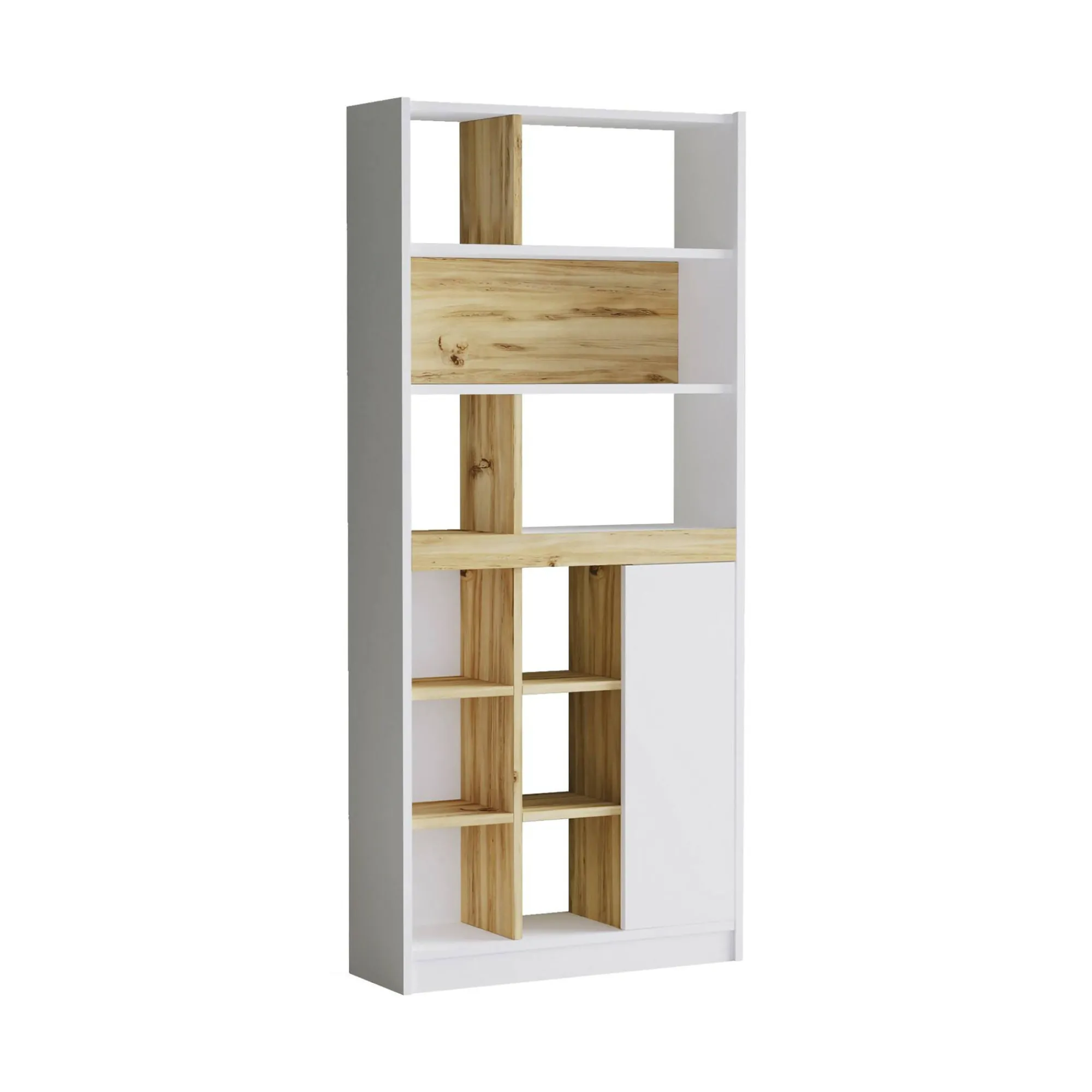 Libreria Gaston, 76x25 h170 cm, Quercia e Bianco<Dmora Flash Sale