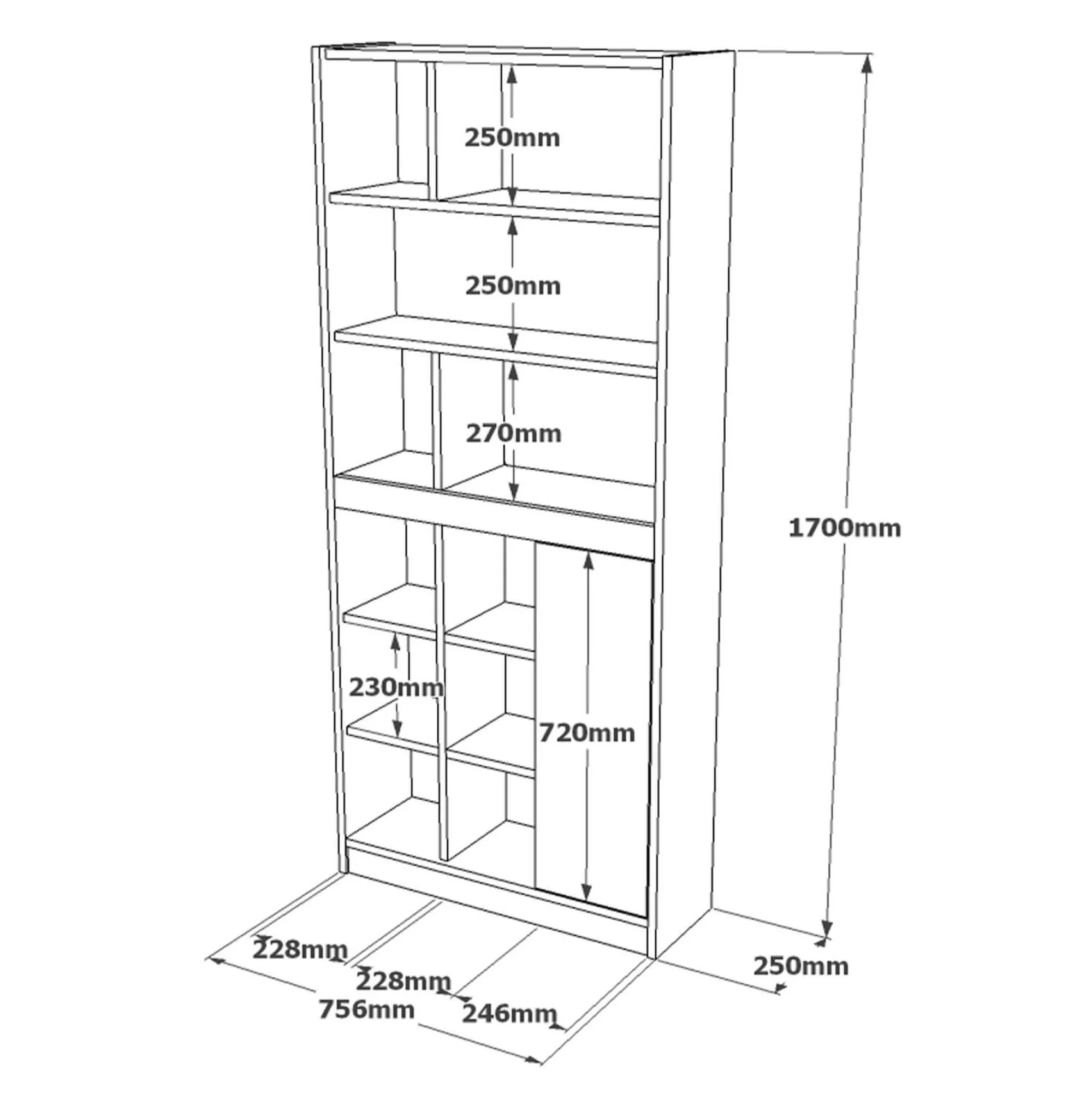 Libreria Gaston, 76x25 h170 cm, Quercia e Bianco<Dmora Flash Sale