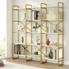Libreria Gauro, 170x30h175 cm, Bianco e Oro<Dmora Discount