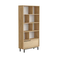 Libreria Gerusalem, 84x30 h176 cm, Noce e Quercia<Dmora Best Sale