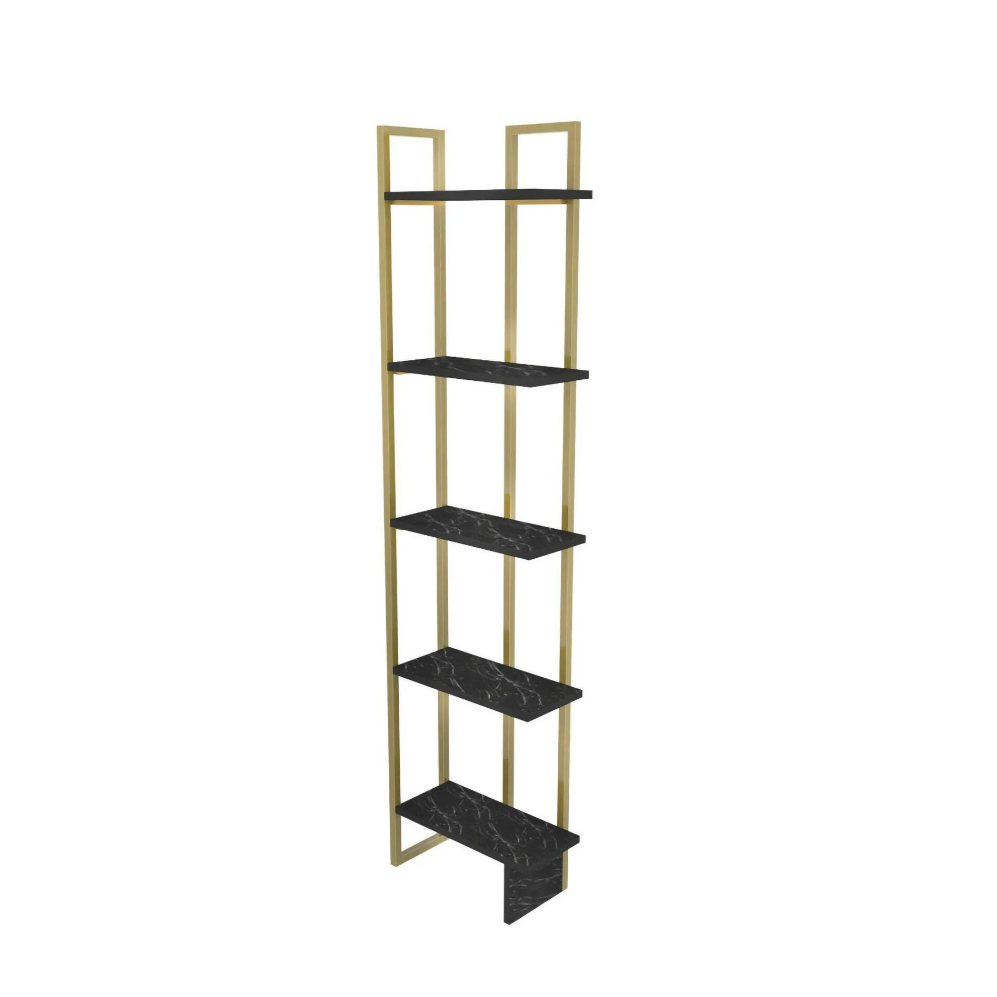 Libreria Giraffa, 45x22h180 cm, Nero e Oro<Dmora Outlet