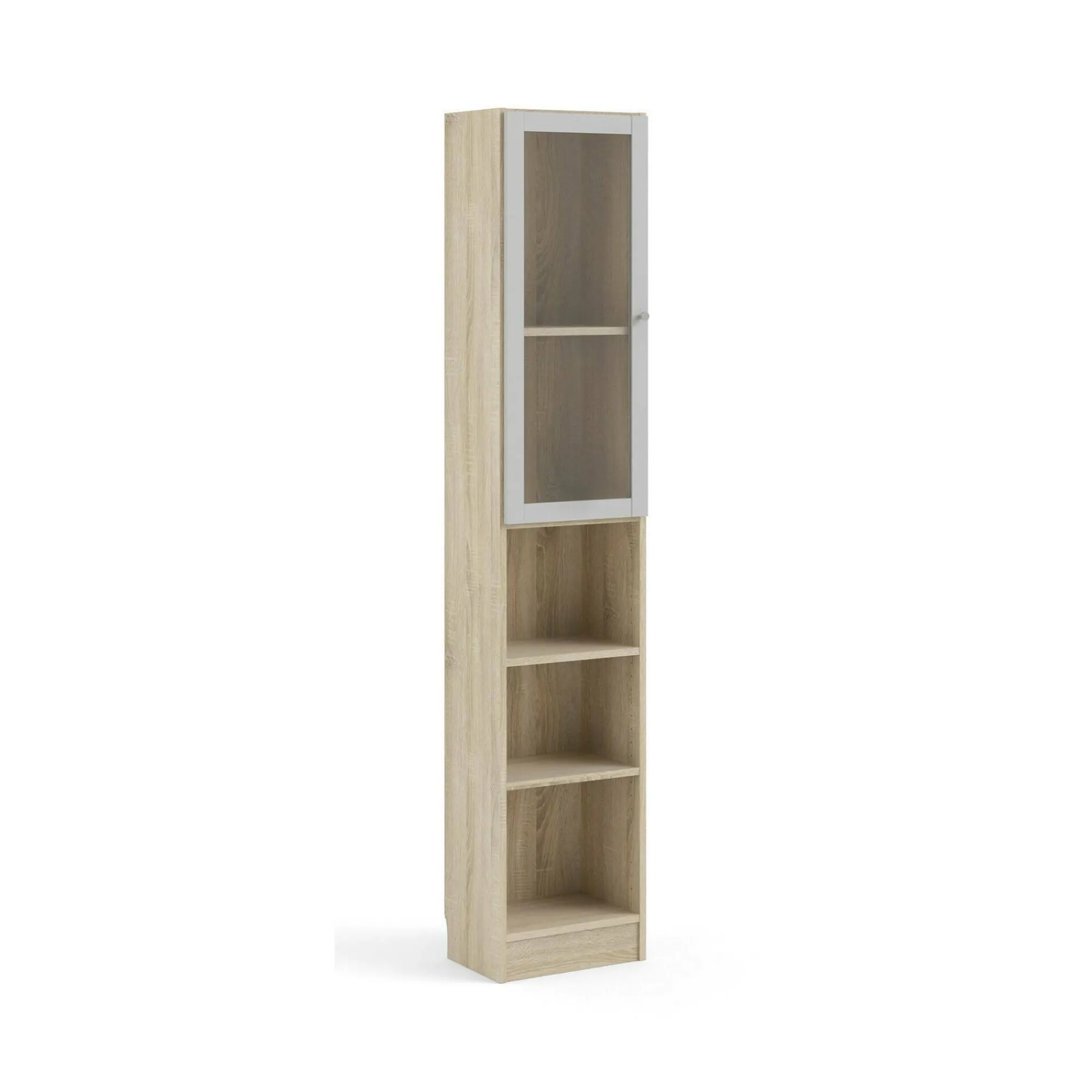 Libreria Greg, 28x41 h203 cm, Quercia e Bianco<Dmora Online
