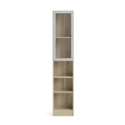 Libreria Greg, 28x41 h203 cm, Quercia e Bianco<Dmora Online