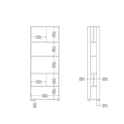Libreria MuGuiying, 34x80 h205 cm, Rovere e Grigio<Dmora Shop
