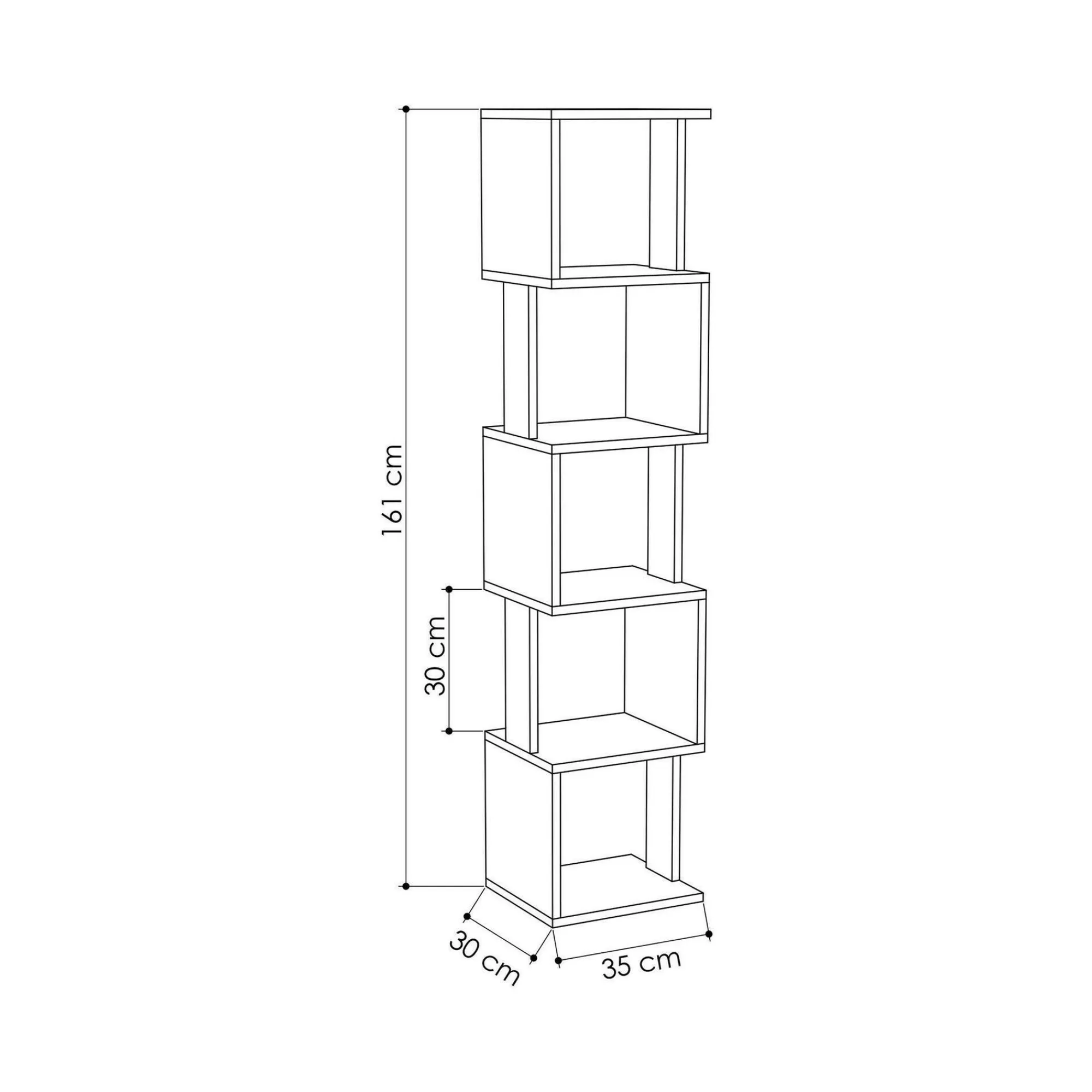 Libreria Nada, 35x30h161 cm, Quercia e Antracite<Dmora Shop