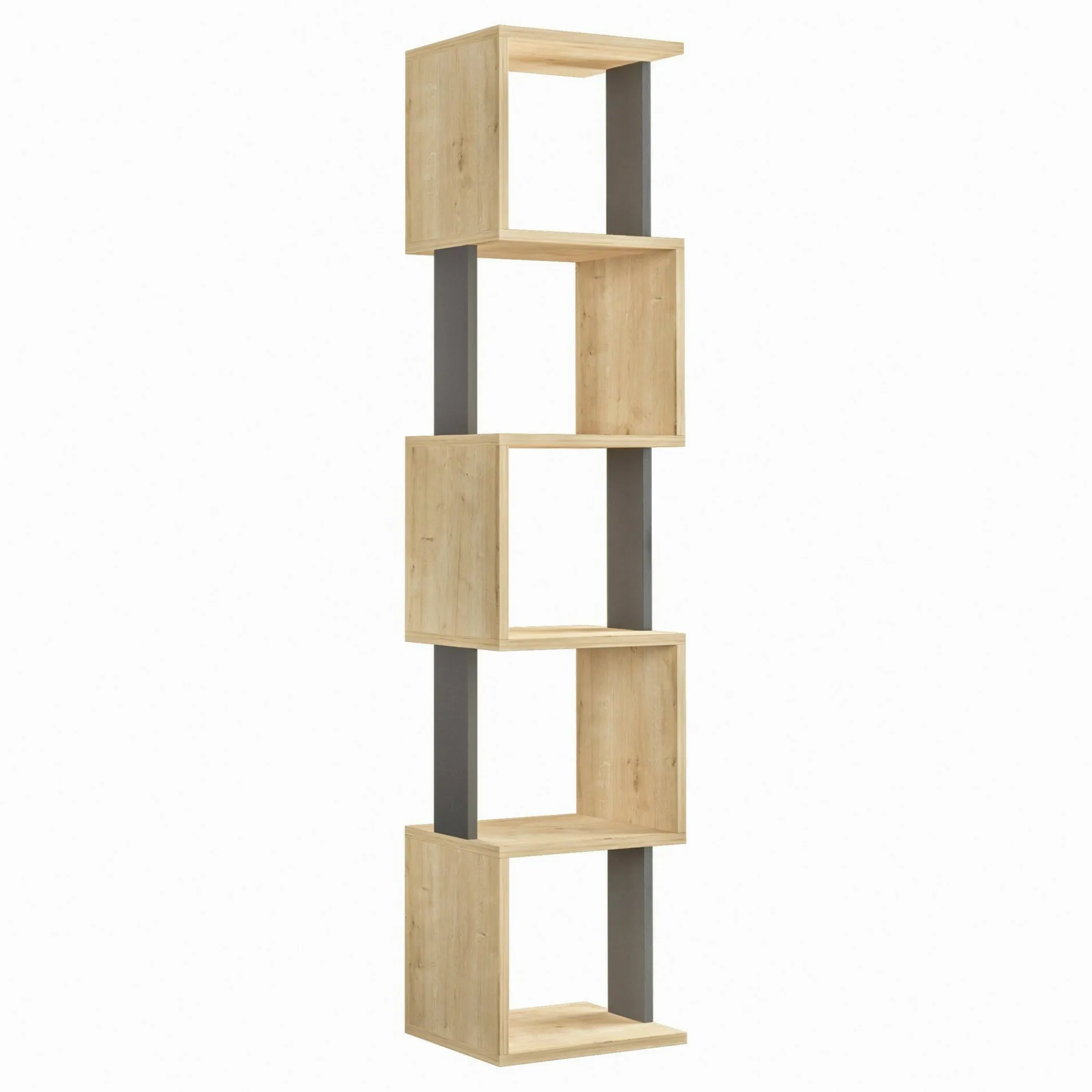 Libreria Nada, 35x30h161 cm, Quercia e Antracite<Dmora Shop