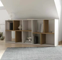 Libreria Nisha, 78x36 h183 cm, Rovere e Bianco<Dmora Cheap
