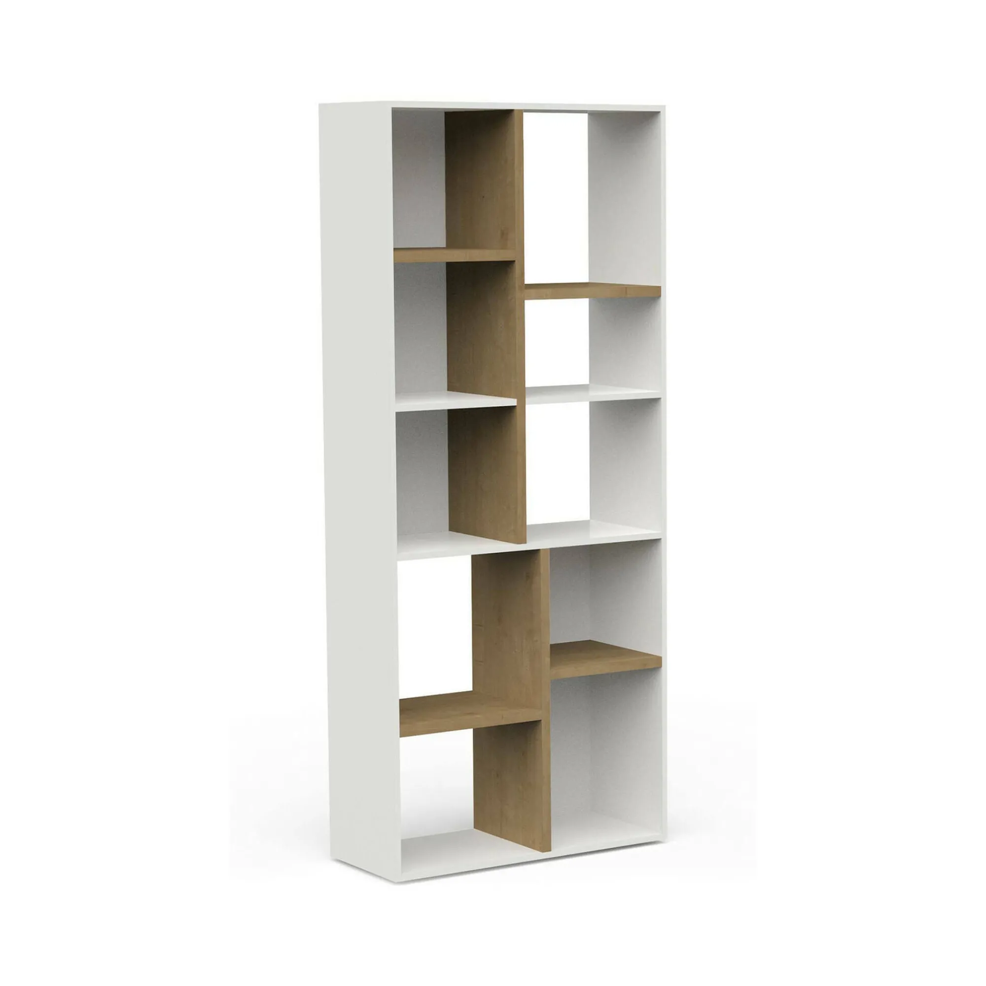 Libreria Nisha, 78x36 h183 cm, Rovere e Bianco<Dmora Cheap