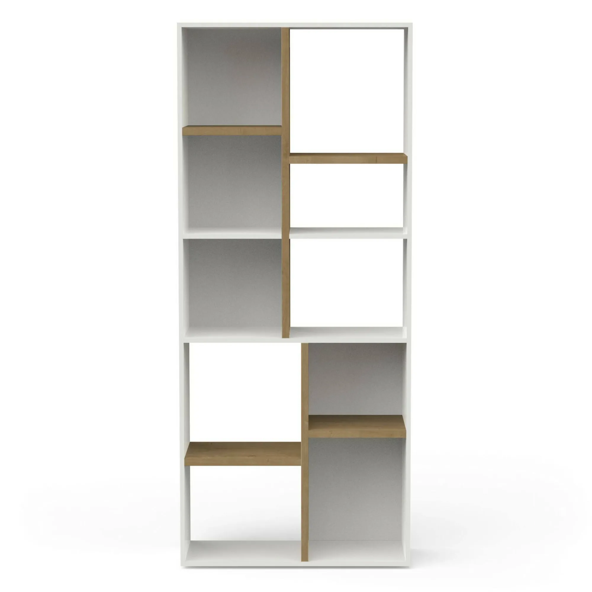 Libreria Nisha, 78x36 h183 cm, Rovere e Bianco<Dmora Cheap