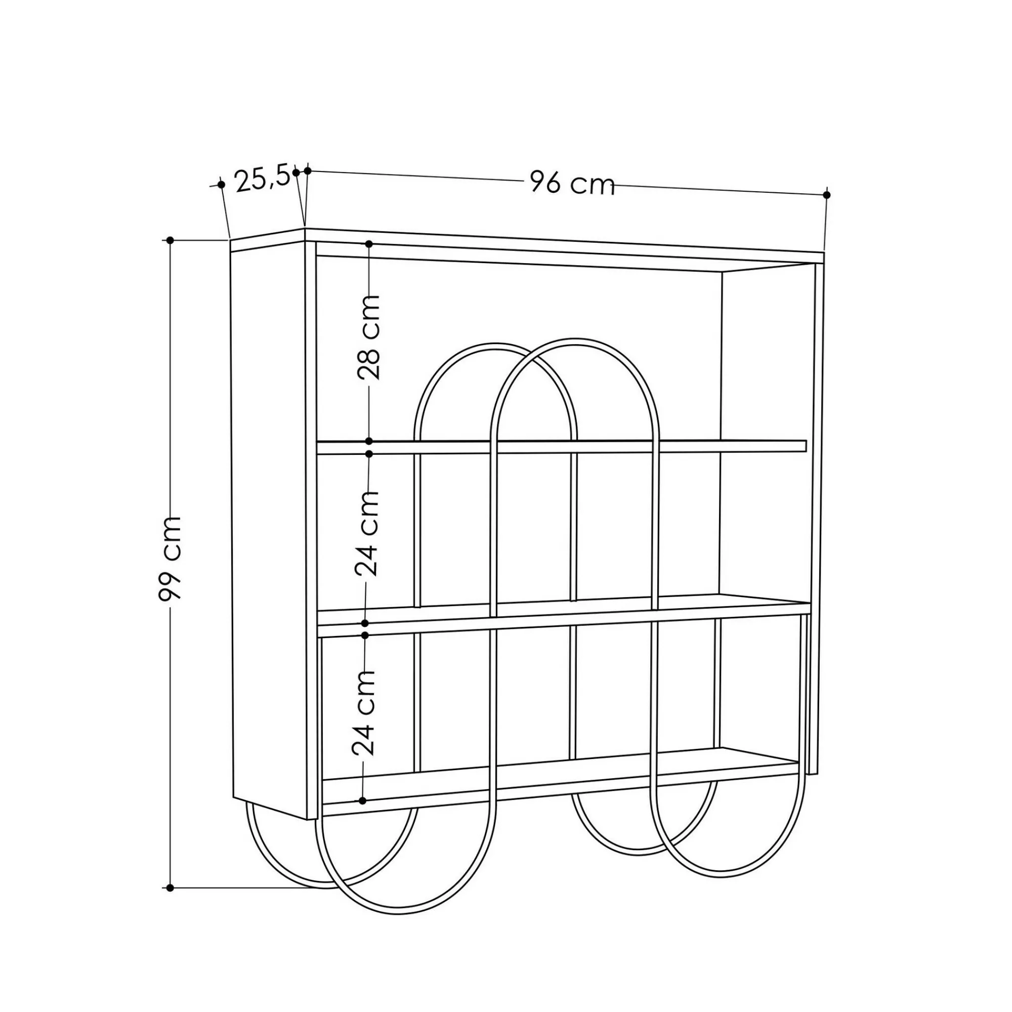 Libreria Otis, 96x26 h99 cm,<Dmora Clearance