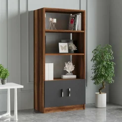 Libreria Patty, 64x38 h140 cm, Noce e Antracite<Dmora Online