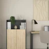 Libreria Perrine, Scaffale da ufficio, Mobile portalibri, Biblioteca, 34x80 h124 cm, Rovere e Grigio<Dmora Sale