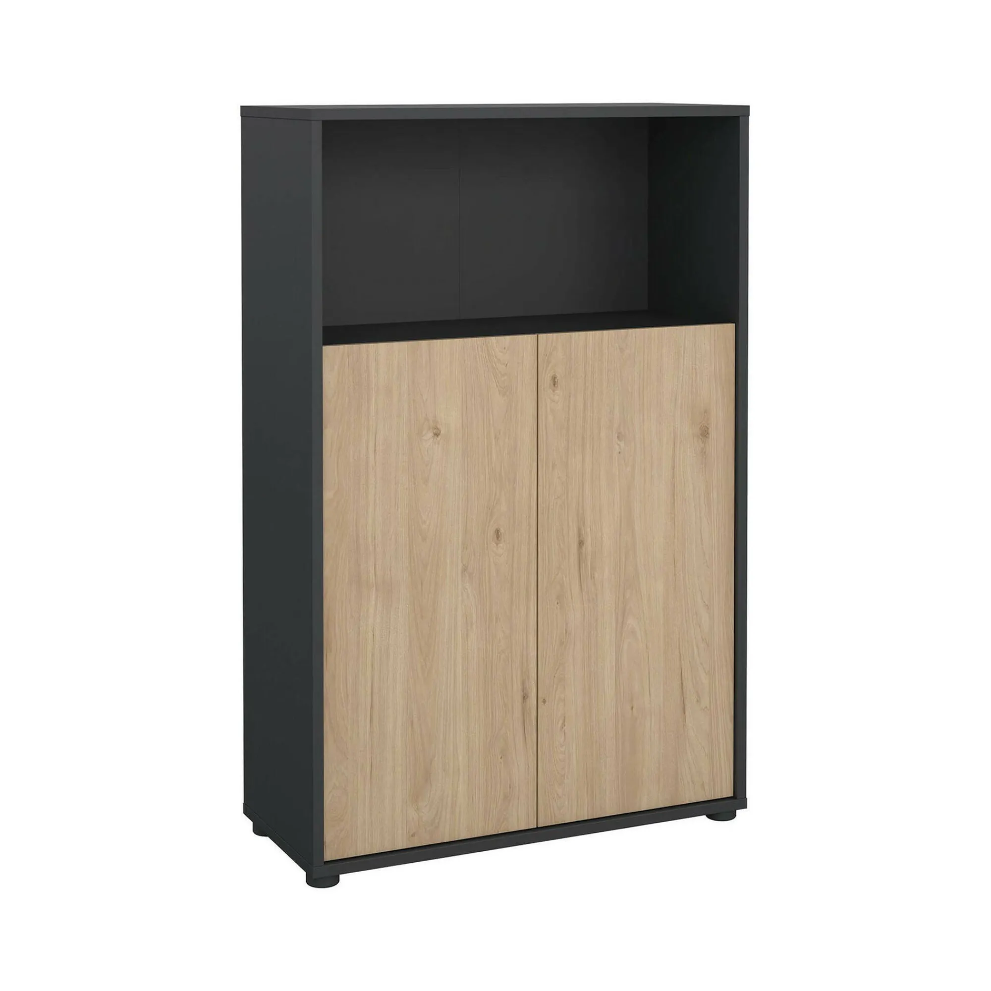 Libreria Perrine, Scaffale da ufficio, Mobile portalibri, Biblioteca, 34x80 h124 cm, Rovere e Grigio<Dmora Sale
