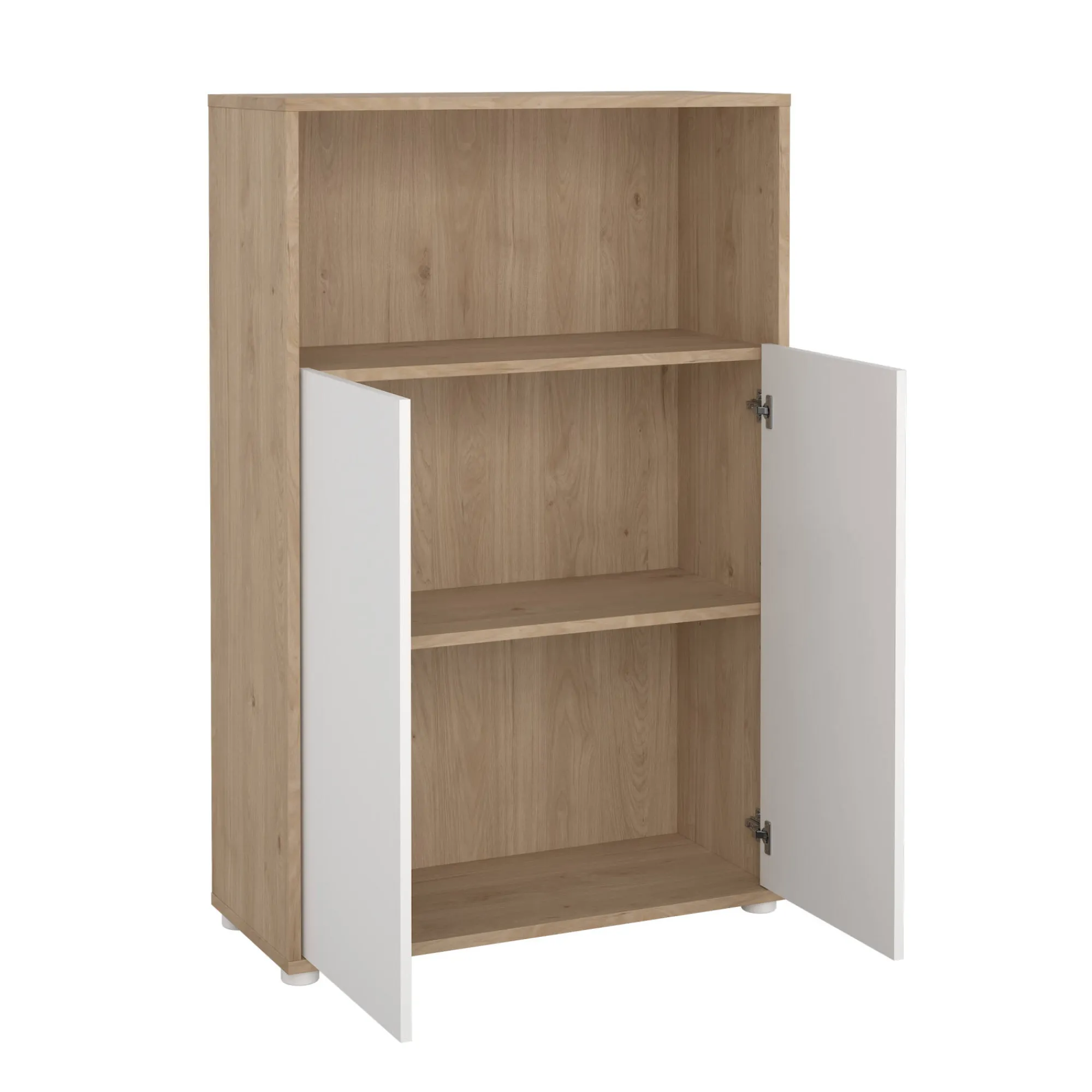 Libreria Perrine, Scaffale da ufficio, Mobile portalibri, Biblioteca, 34x80 h124 cm, Rovere e Bianco<Dmora Fashion