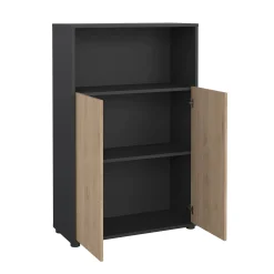 Libreria Perrine, Scaffale da ufficio, Mobile portalibri, Biblioteca, 34x80 h124 cm, Rovere e Grigio<Dmora Sale