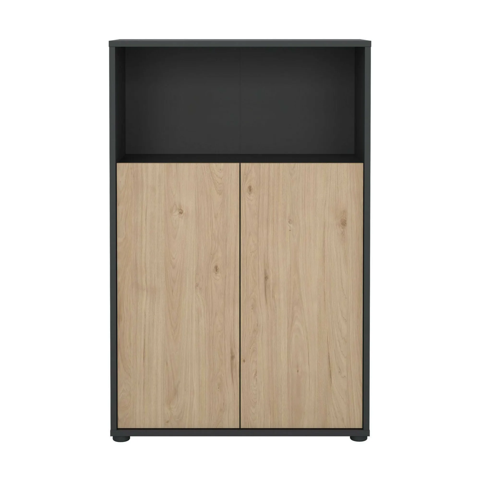 Libreria Perrine, Scaffale da ufficio, Mobile portalibri, Biblioteca, 34x80 h124 cm, Rovere e Grigio<Dmora Sale