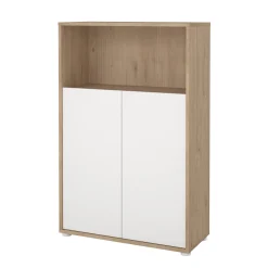 Libreria Perrine, Scaffale da ufficio, Mobile portalibri, Biblioteca, 34x80 h124 cm, Rovere e Bianco<Dmora Fashion