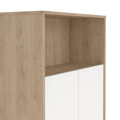 Libreria Perrine, Scaffale da ufficio, Mobile portalibri, Biblioteca, 34x80 h124 cm, Rovere e Bianco<Dmora Fashion