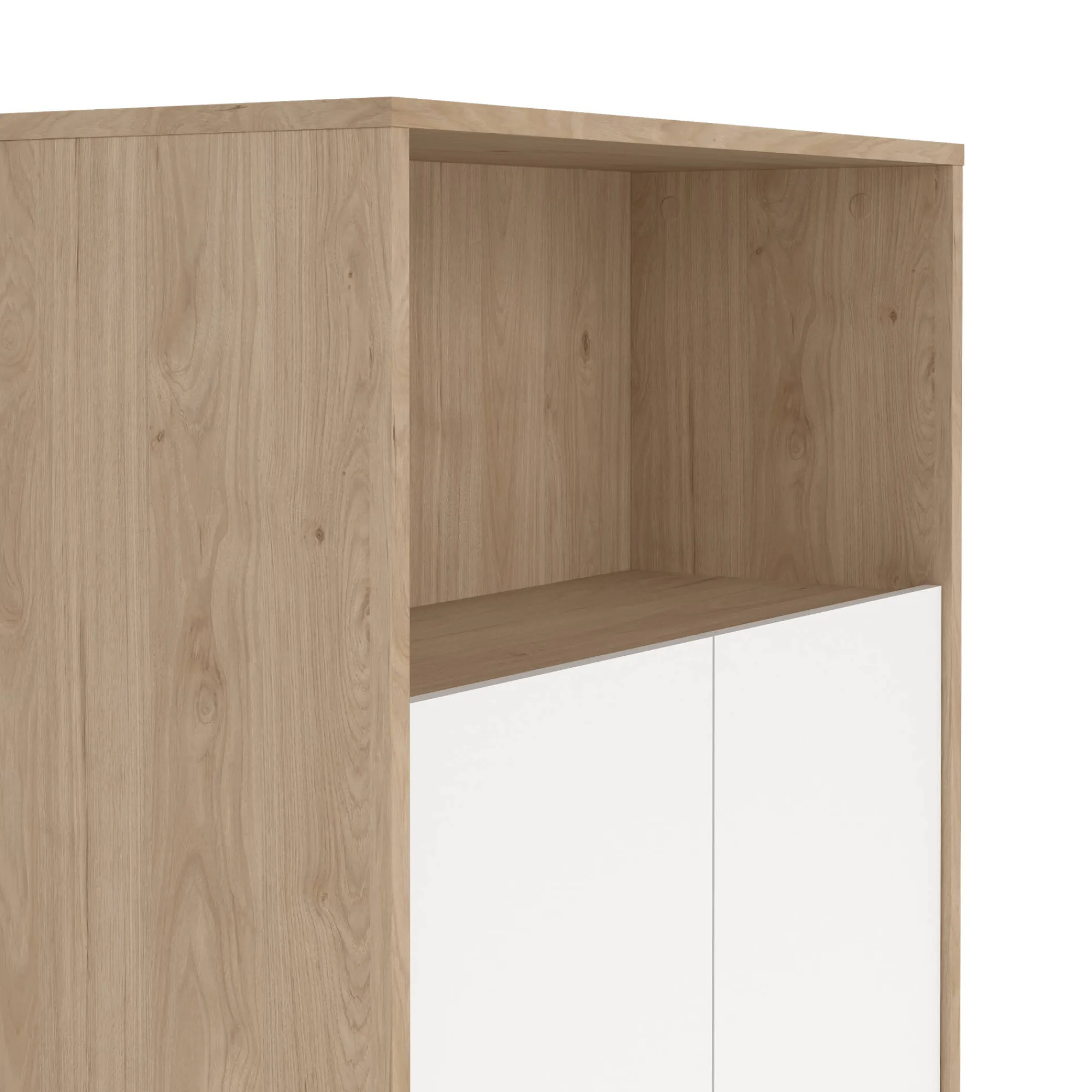 Libreria Perrine, Scaffale da ufficio, Mobile portalibri, Biblioteca, 34x80 h124 cm, Rovere e Bianco<Dmora Fashion