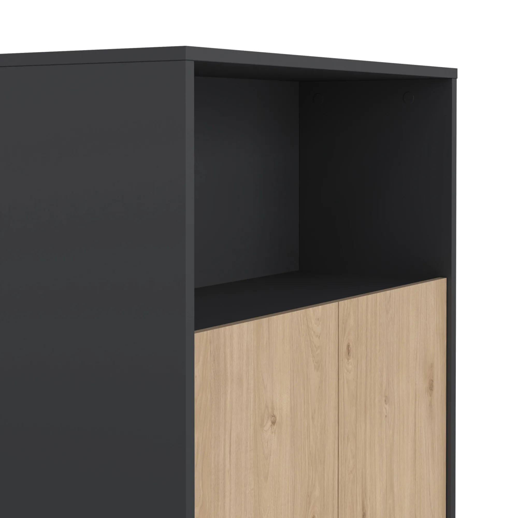 Libreria Perrine, Scaffale da ufficio, Mobile portalibri, Biblioteca, 34x80 h124 cm, Rovere e Grigio<Dmora Sale