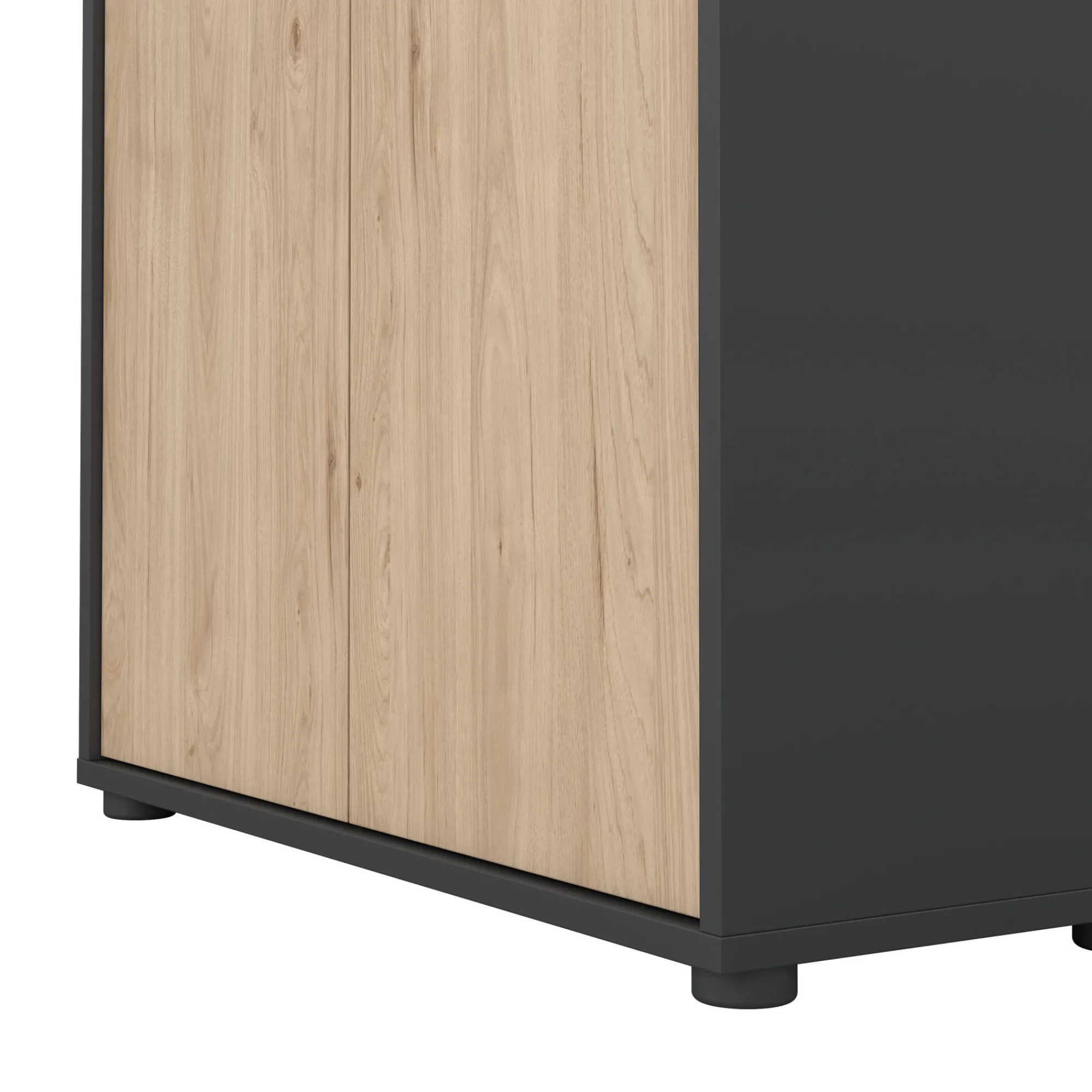 Libreria Perrine, Scaffale da ufficio, Mobile portalibri, Biblioteca, 34x80 h124 cm, Rovere e Grigio<Dmora Sale