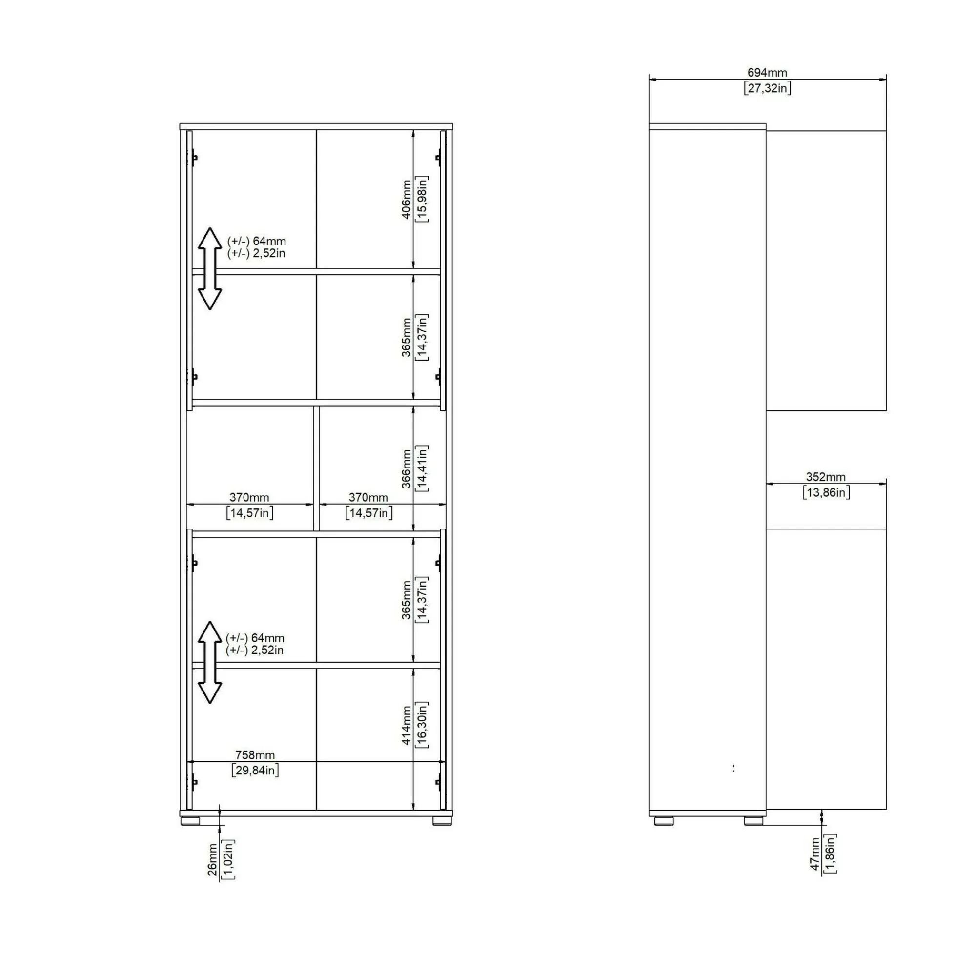 Libreria Pierre, 34x80 h205 cm, Rovere e Grigio<Dmora Fashion