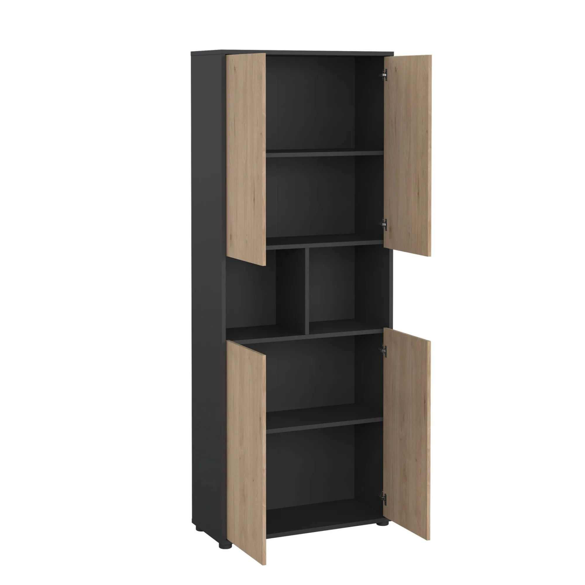 Libreria Pierre, 34x80 h205 cm, Rovere e Grigio<Dmora Fashion