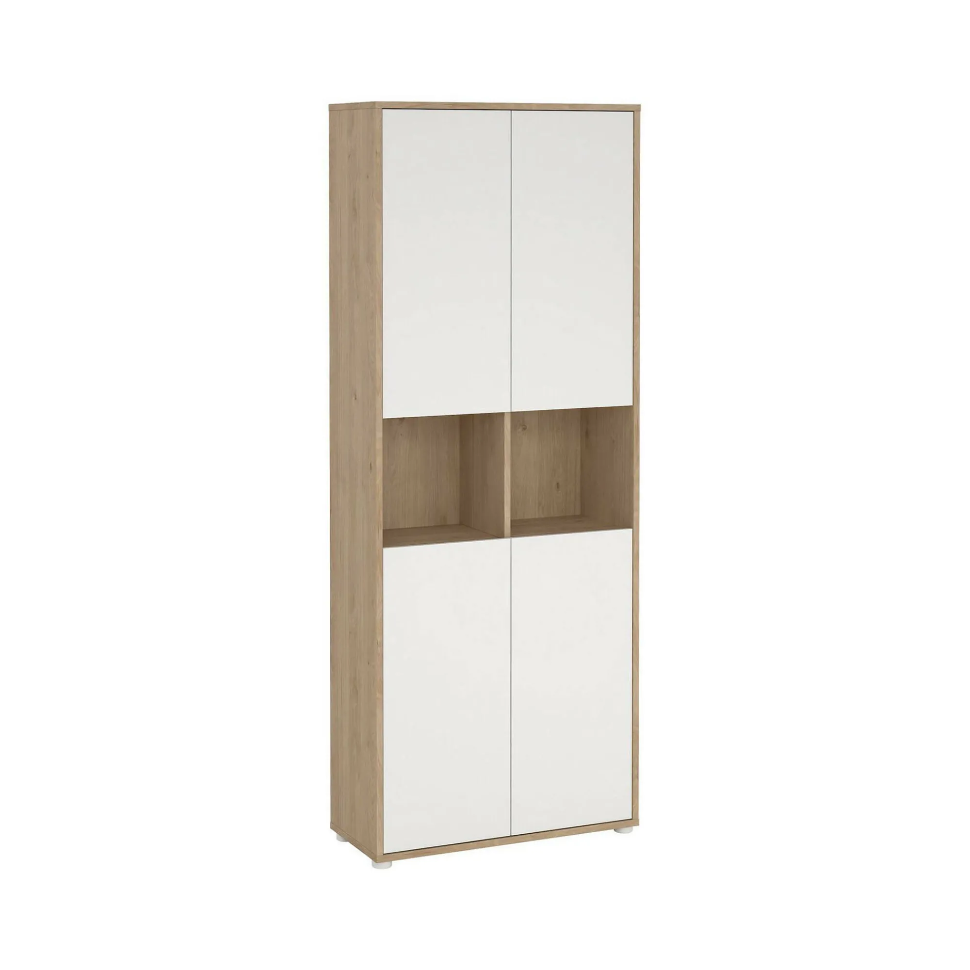 Libreria Roseline, Scaffale da ufficio, Mobile portalibri, Biblioteca, 34x80 h205 cm, Rovere e Bianco<Dmora Clearance