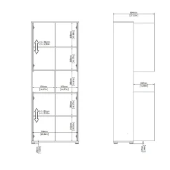 Libreria Roseline, Scaffale da ufficio, Mobile portalibri, Biblioteca, 34x80 h205 cm, Rovere e Grigio<Dmora Cheap