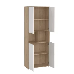 Libreria Roseline, Scaffale da ufficio, Mobile portalibri, Biblioteca, 34x80 h205 cm, Rovere e Bianco<Dmora Clearance