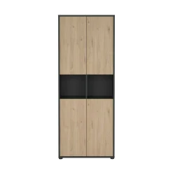 Libreria Roseline, Scaffale da ufficio, Mobile portalibri, Biblioteca, 34x80 h205 cm, Rovere e Grigio<Dmora Cheap