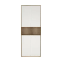 Libreria Roseline, Scaffale da ufficio, Mobile portalibri, Biblioteca, 34x80 h205 cm, Rovere e Bianco<Dmora Clearance
