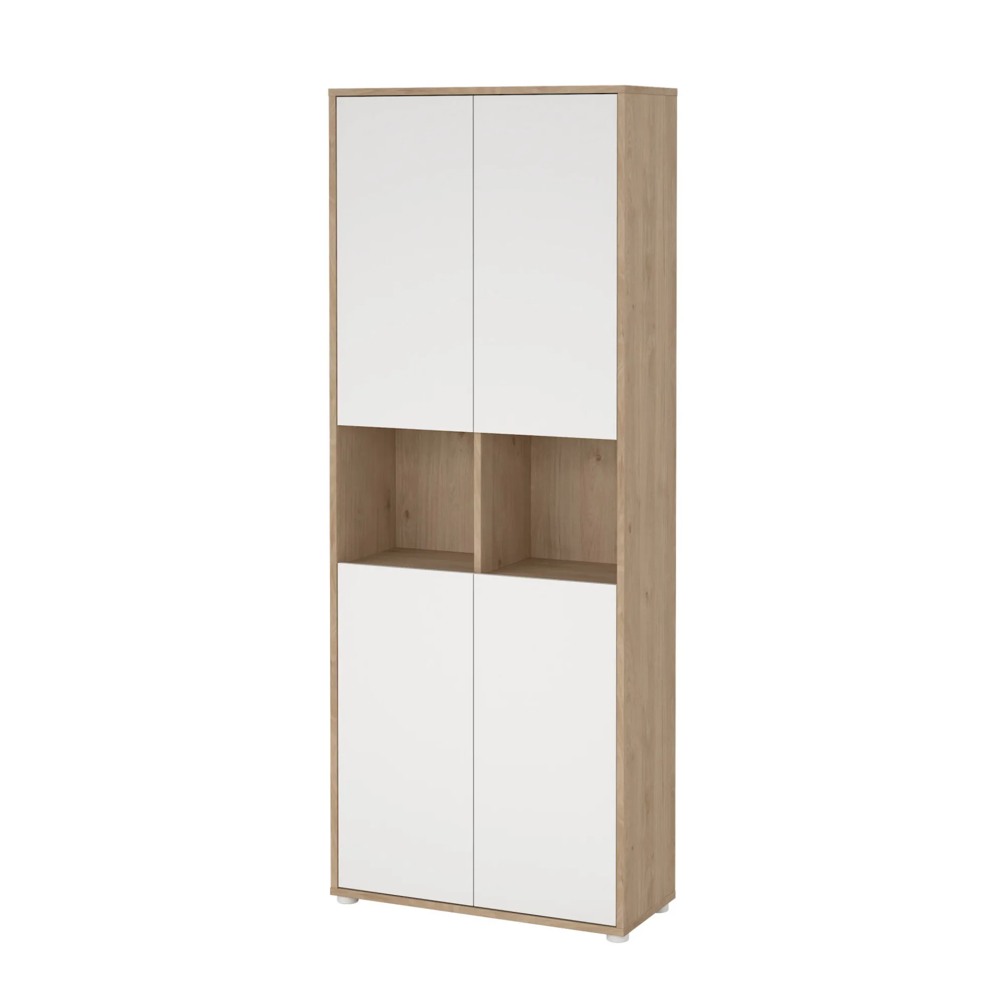 Libreria Roseline, Scaffale da ufficio, Mobile portalibri, Biblioteca, 34x80 h205 cm, Rovere e Bianco<Dmora Clearance